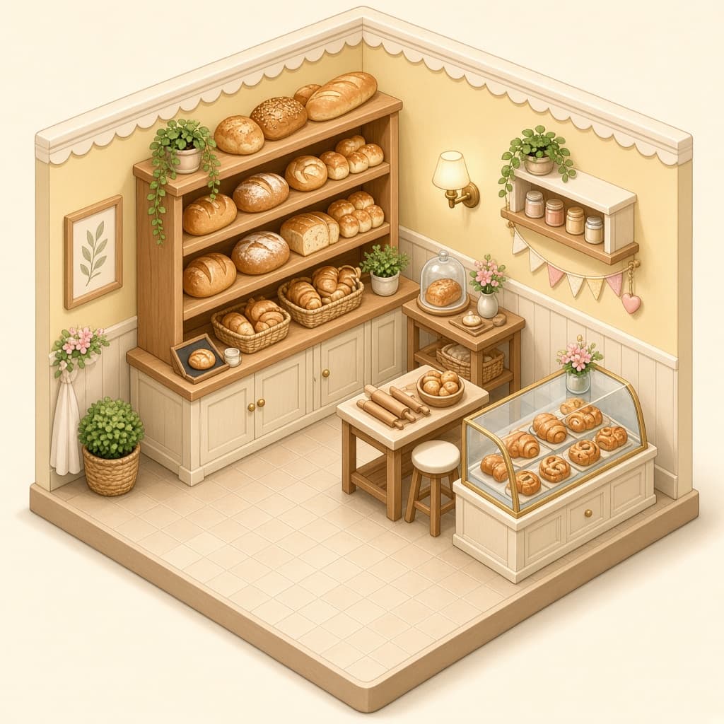 Bakeries illustrated miniature scene