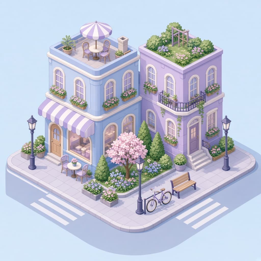 City blocks illustrated miniature scene