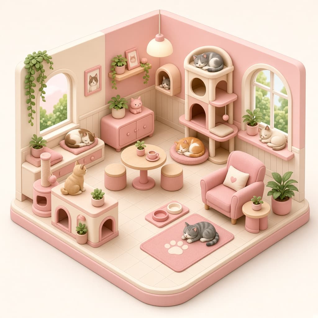 Coffee shops illustrated miniature scene