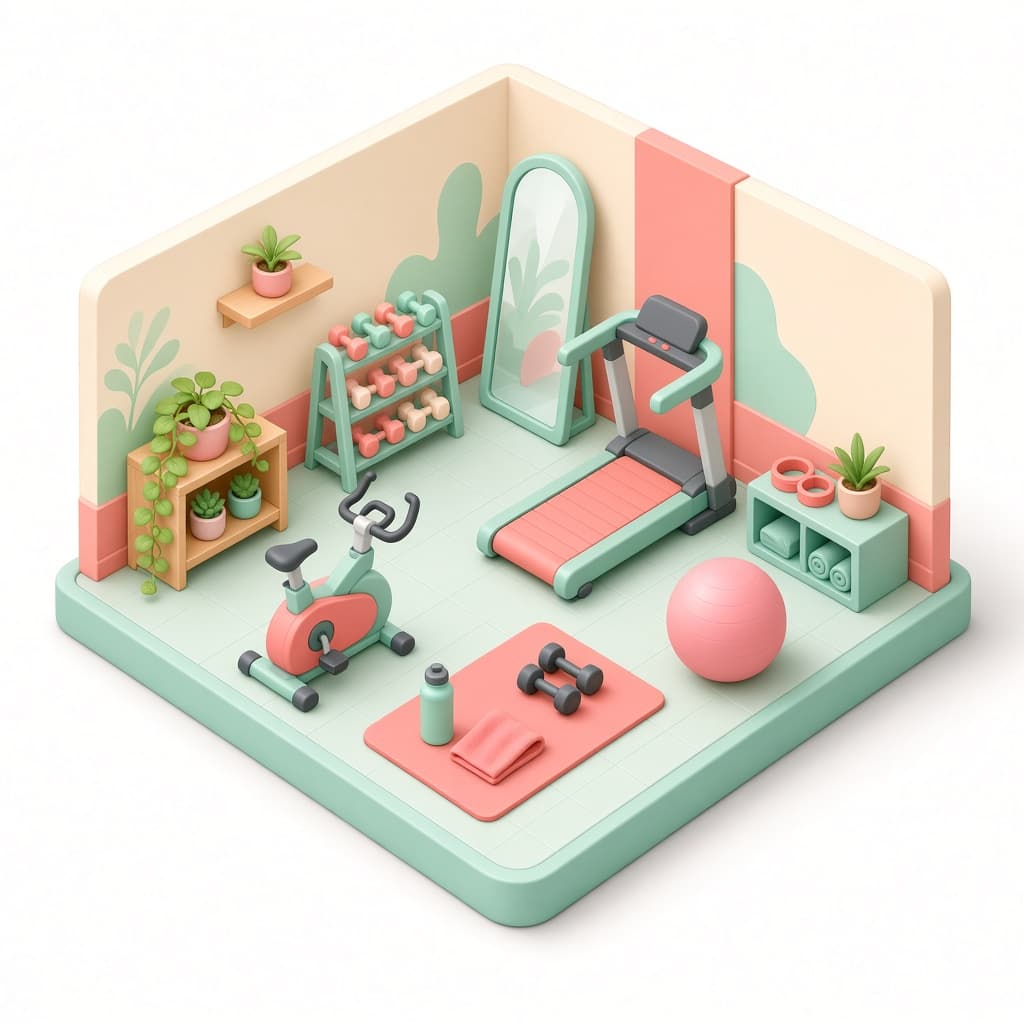 Gym illustrated miniature scene