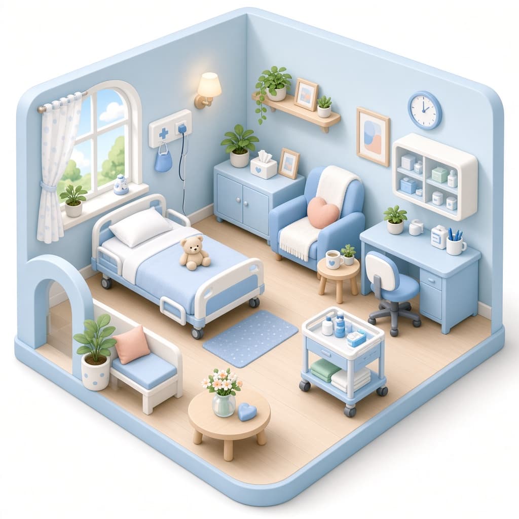 Hospital illustrated miniature scene