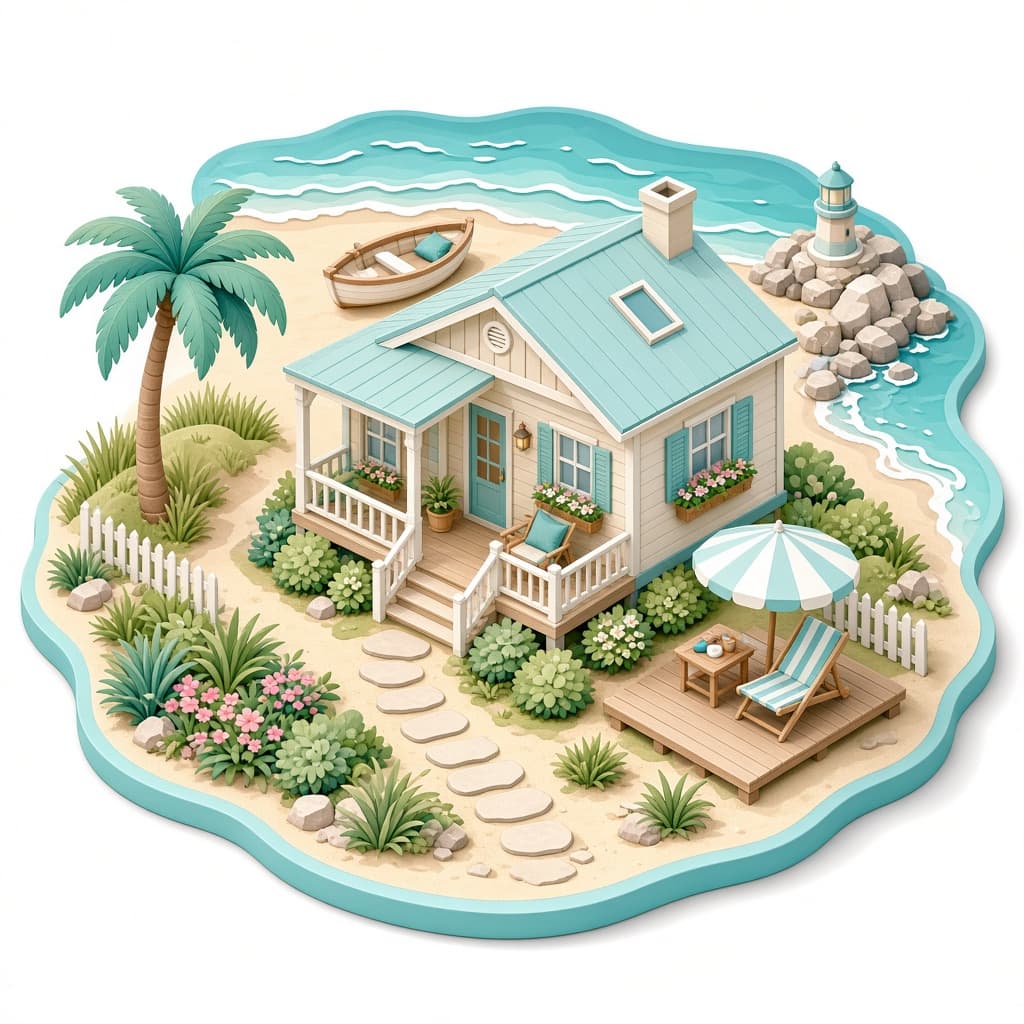 Seaside illustrated miniature scene