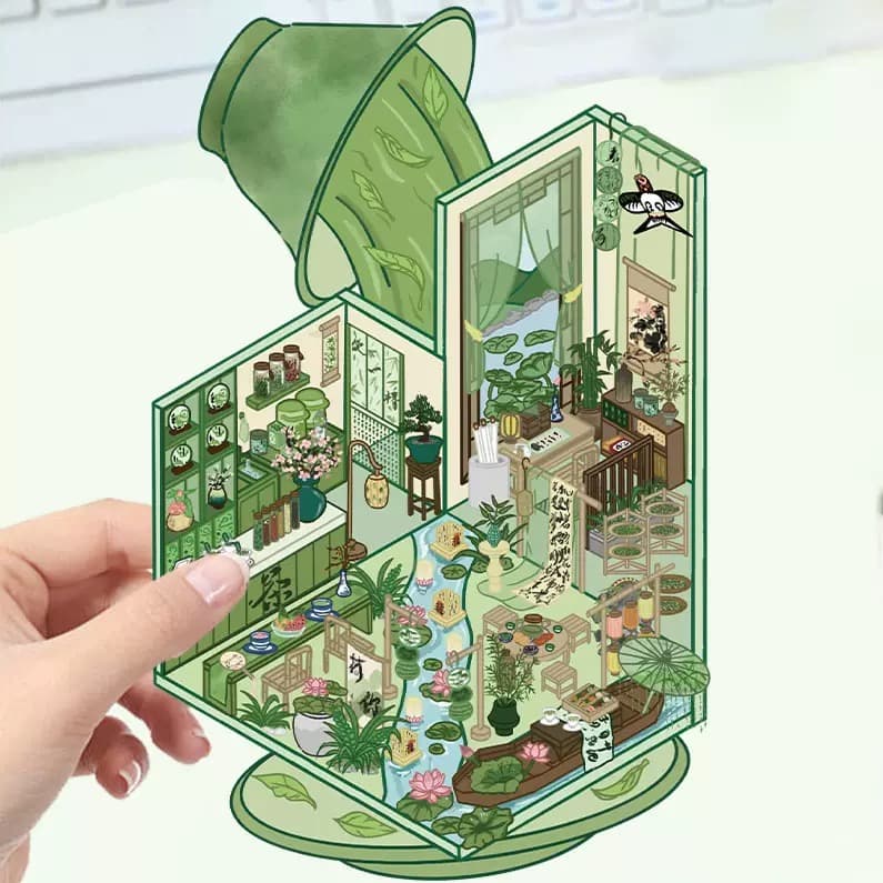 A tiny illustrated garden house